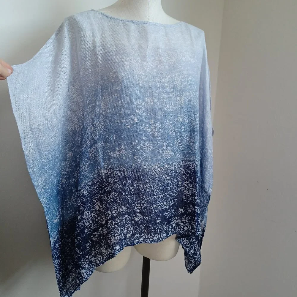 J Jill Pure Jill Ombre Linen Airy-Weave Poncho Size M/L NEW - Picture 3 of 14